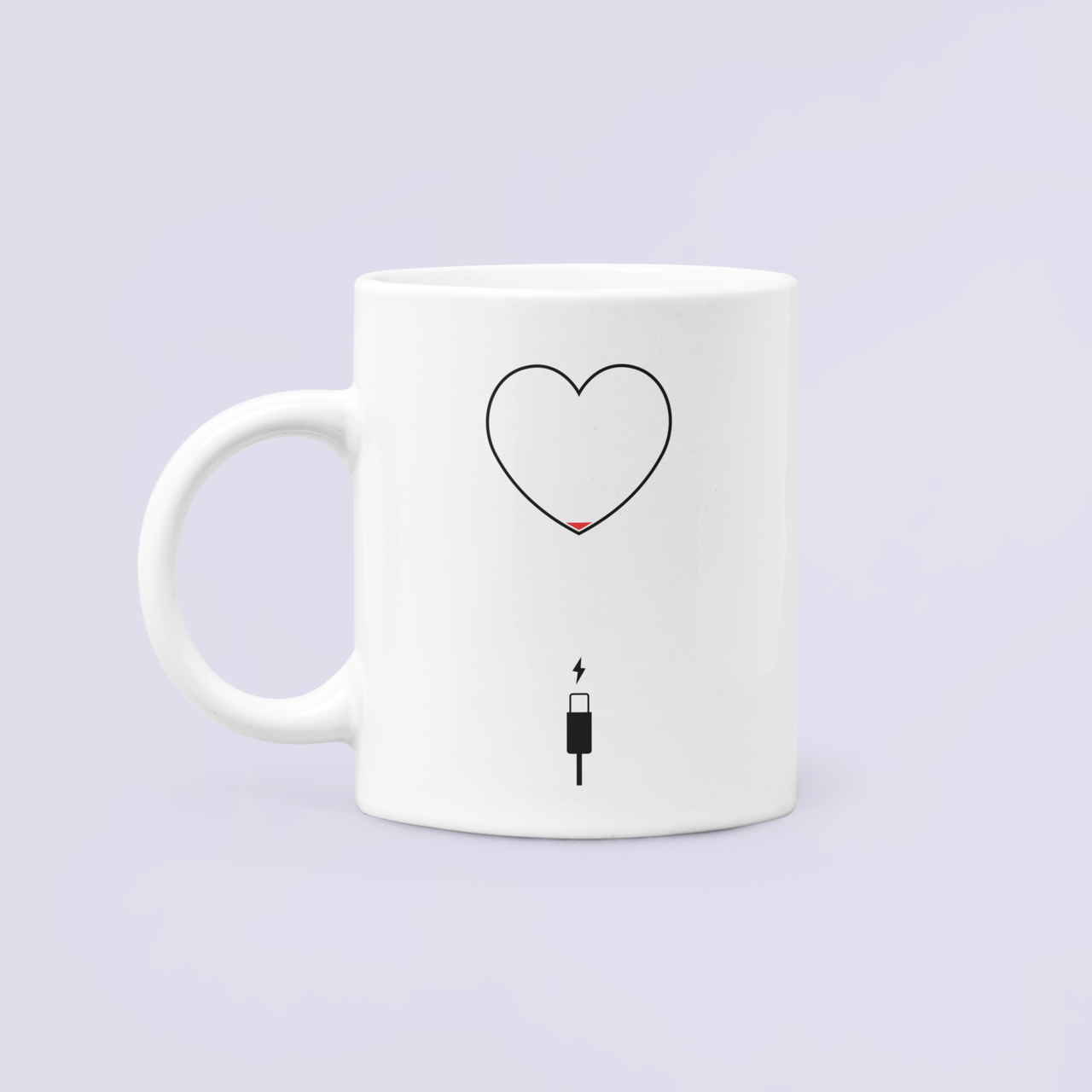 Чашка керамическая с принтом Сердце разрядилось 330 мл Белый
