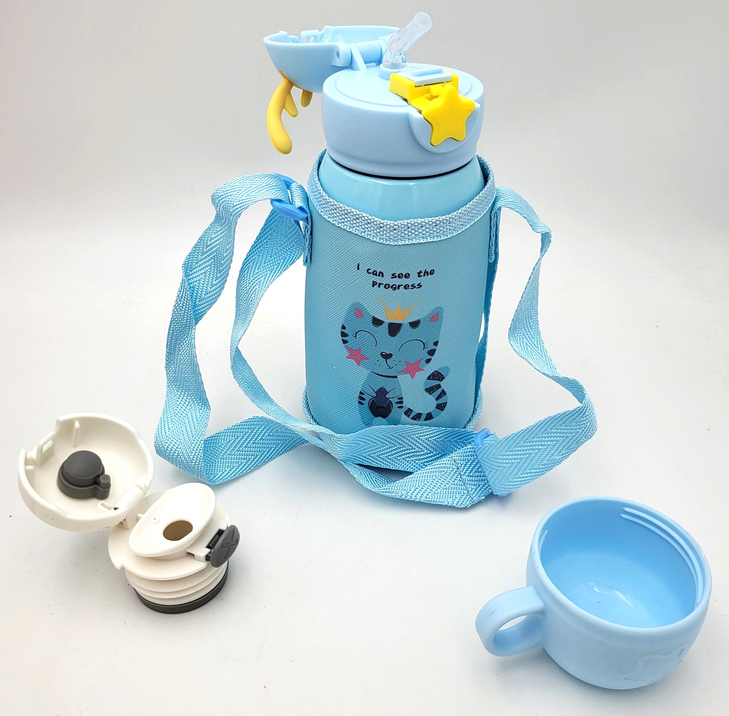 Термос для води UKC EL-8002 з трубочкою напувалкою з чохлом 500 мл Блакитний