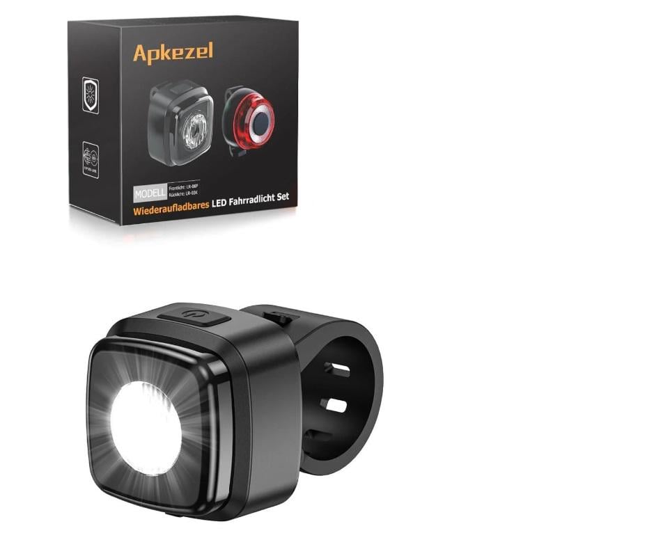 Фонарь велосипедный Apkezel комплект передний и задний USB IPX5