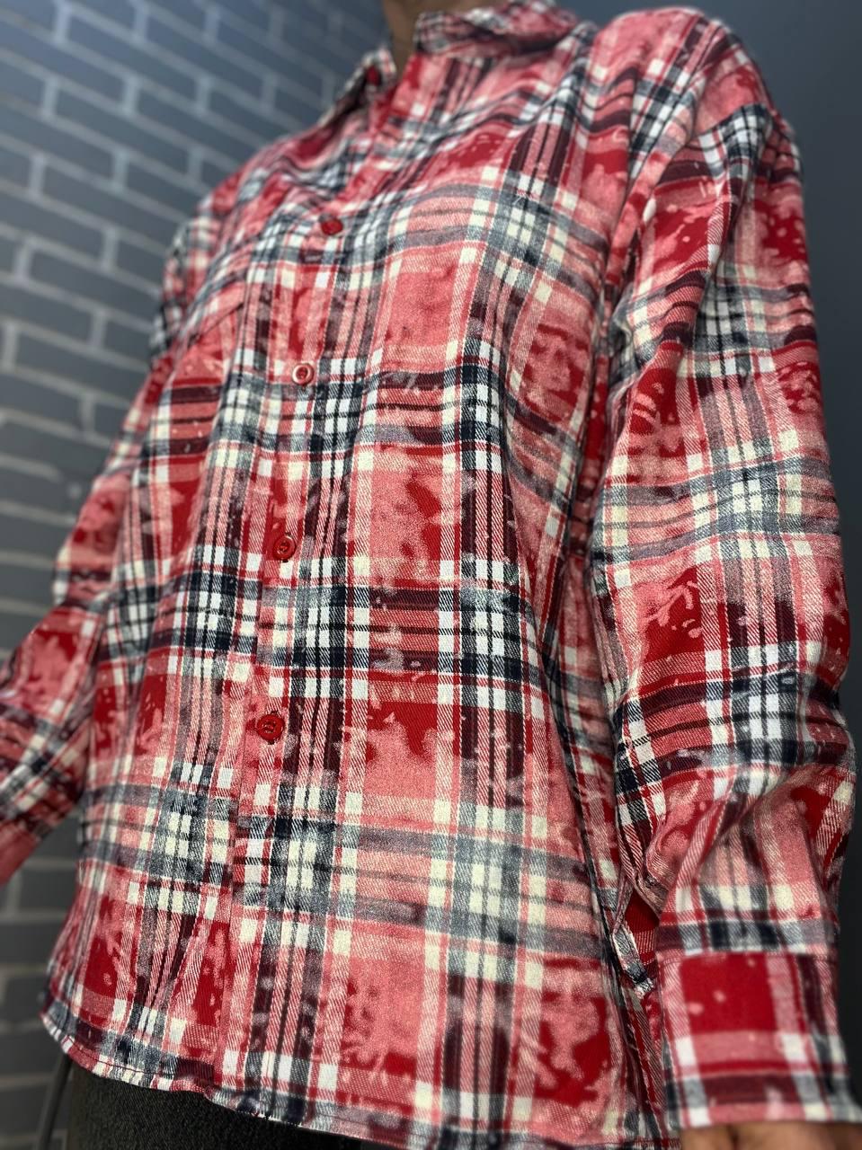 Сорочка жіноча A-N 2775 картата варена в клітинку оверсайз коттон OS Червоний (2904) - фото 3 Сорочка жіноча A-N 2775 картата варена в клітинку оверсайз коттон OS Червоний (2904) - фото 3