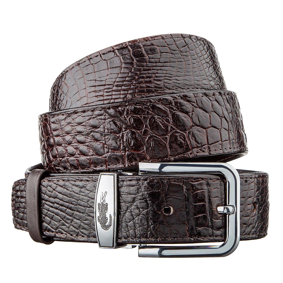 Ремень Crocodile leather 18603 из натуральной кожи крокодила Коричневый