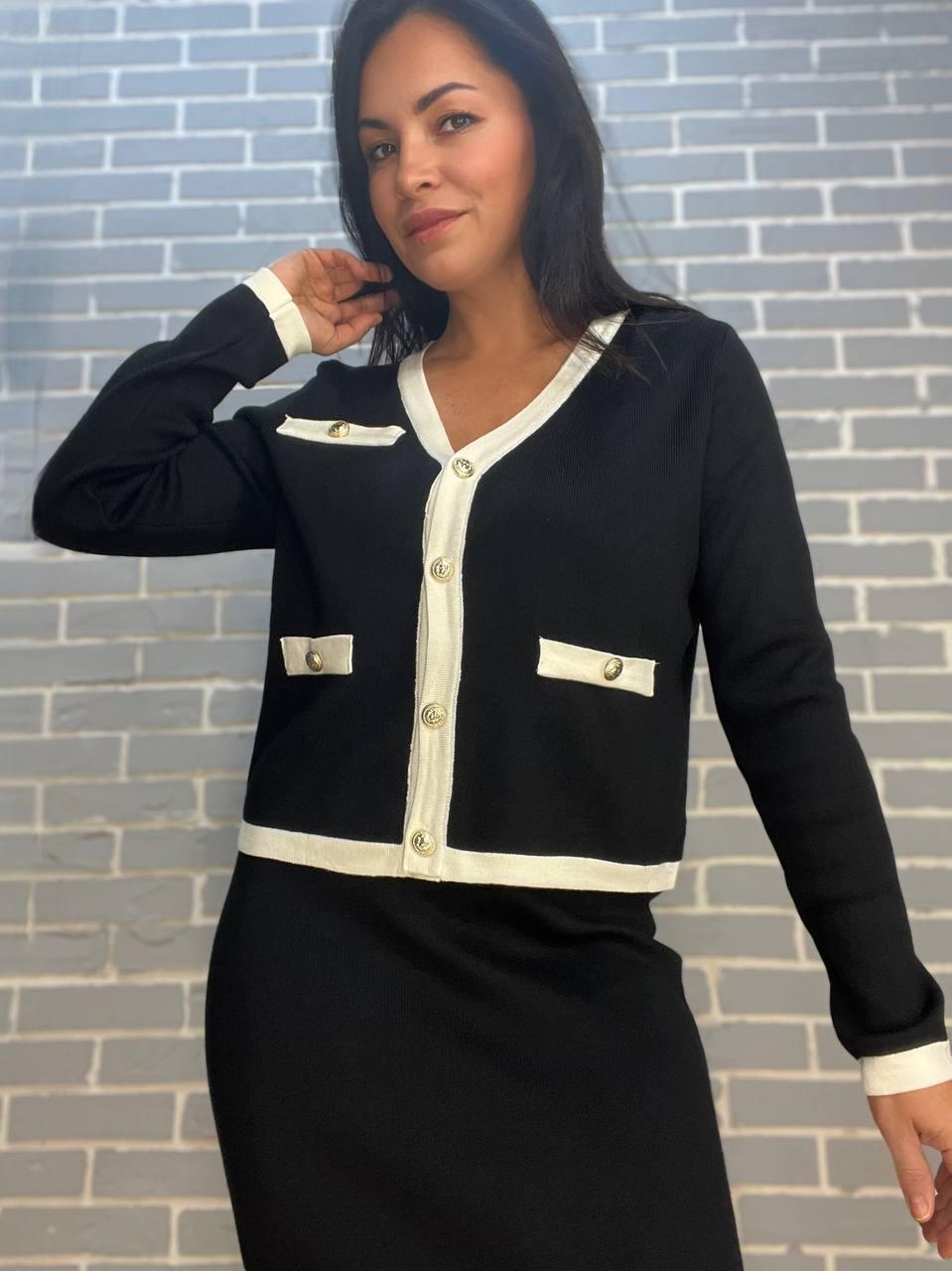 Костюм женский De Red 3167 кадиган с юбкой вязаный OS Черный (3137) - фото 2 Костюм женский De Red 3167 кадиган с юбкой вязаный OS Черный (3137) - фото 2