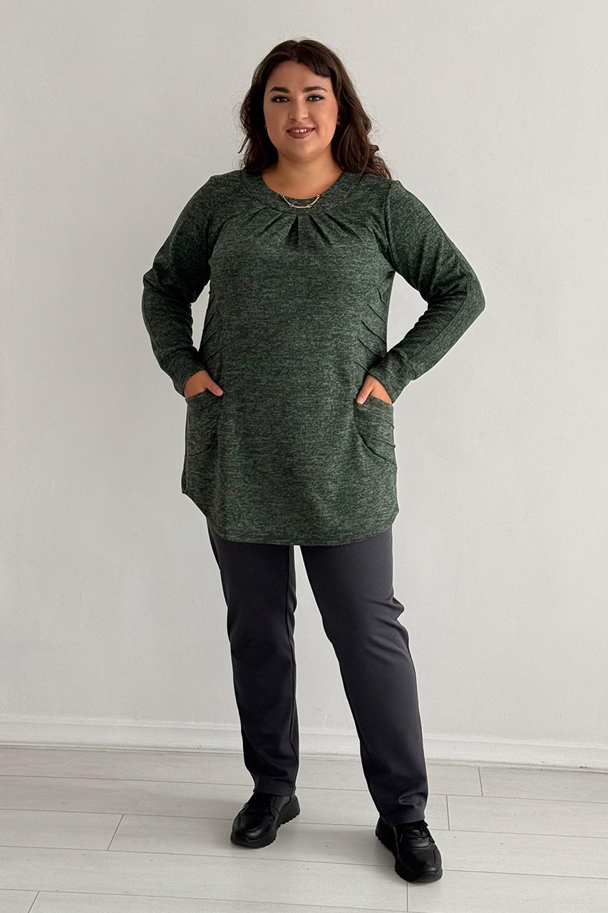 Туніка жіноча PANNI Олена довгий рукав р. 64-66 Зелений (Р2508252242) - фото 2 Туніка жіноча PANNI Олена довгий рукав р. 64-66 Зелений (Р2508252242) - фото 2