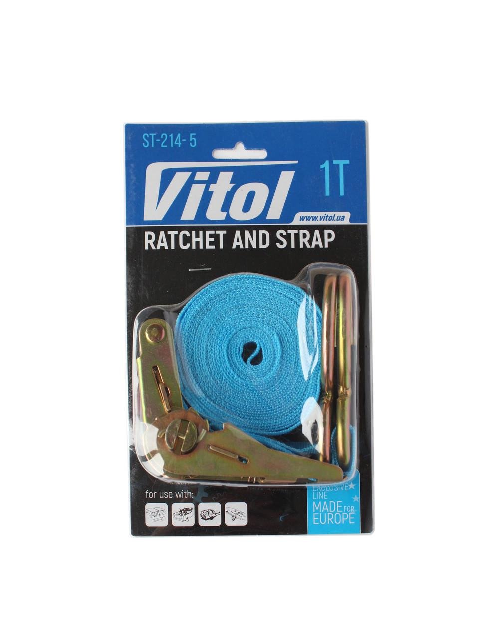 Ремень стяжной Vitol 1 т лента 25 мм х 5 м Синий