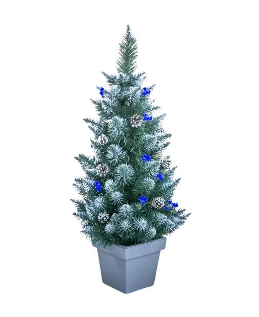 Ялинка штучна Королева в горщику з декором 0,7 м (62-75-Коголева_Elite_shishka_kalina_0,7)