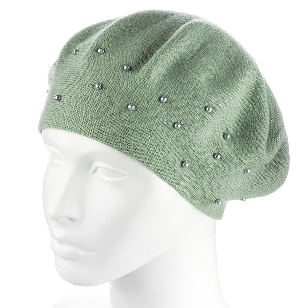 Берет жіночий подвійний ZOLLY ZH259 з намистинами універсальний Фісташковий (289815)