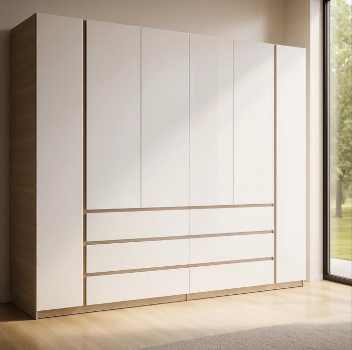 Шафа з ящиками Брайт 2400х520х2000 мм Дуб сонома/Білий (32436)