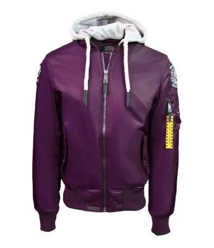 Бомбер Top Gun MA-1 Nylon Bomber jacket with hoodie S Purple (TGJ1735PS)