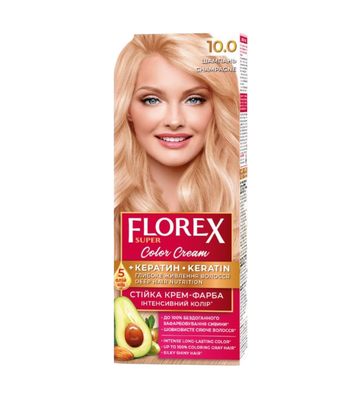 Крем-краска для волос стойкая Florex Super 10.0 Шампань