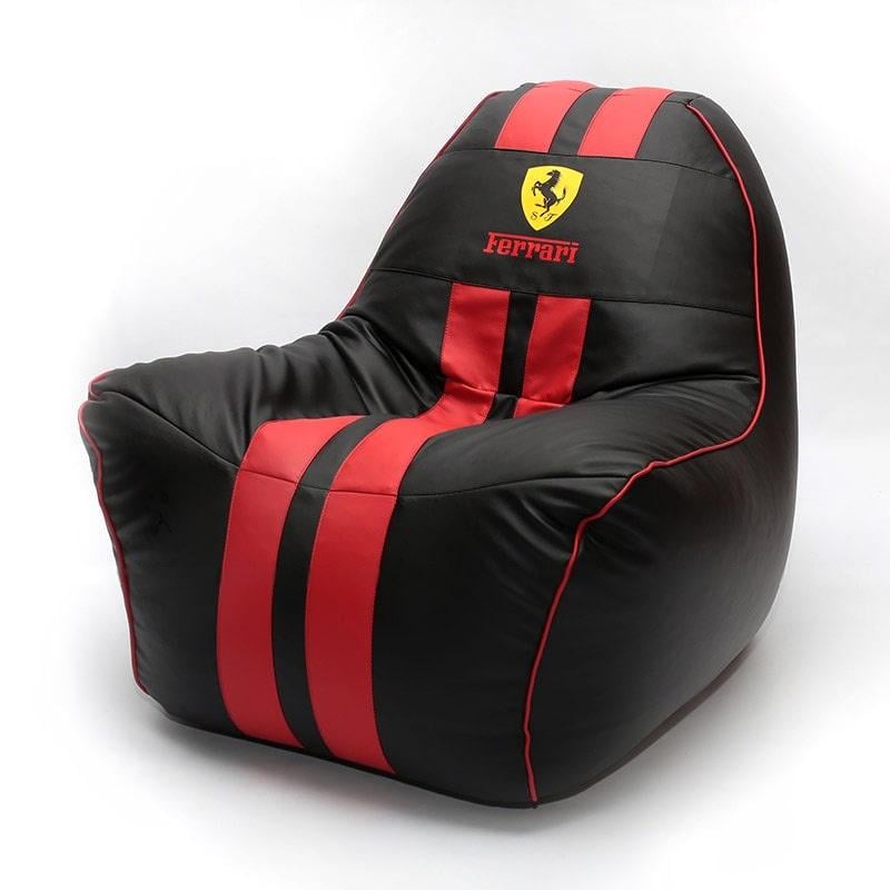 Кресло-мешок SanchoBAG Ferrari Экокожа 85x90x85 см Черный/Красный (kmf-esh-01)