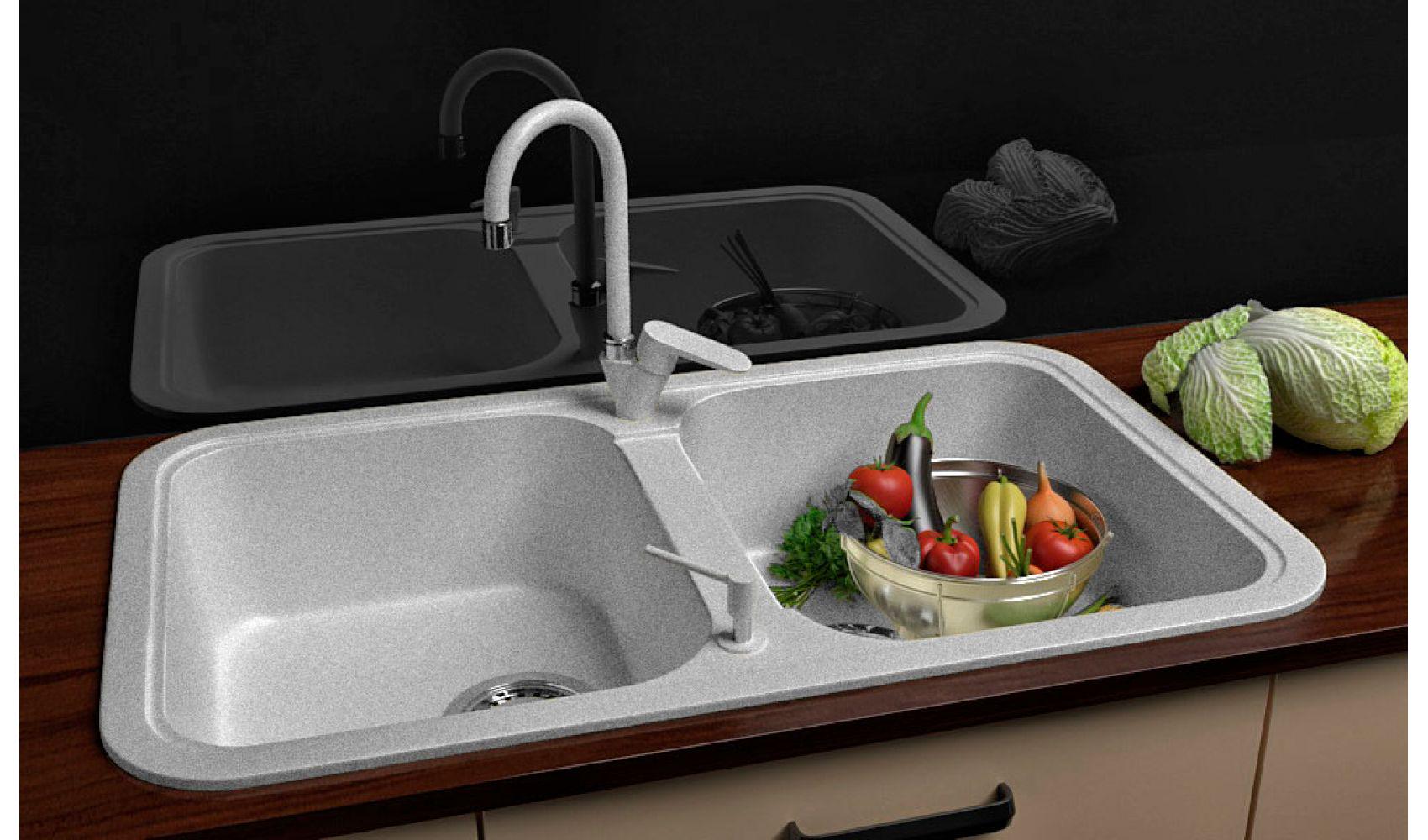 Кухонная мойка Lexona Royal гранитная с краном Серый - фото 3