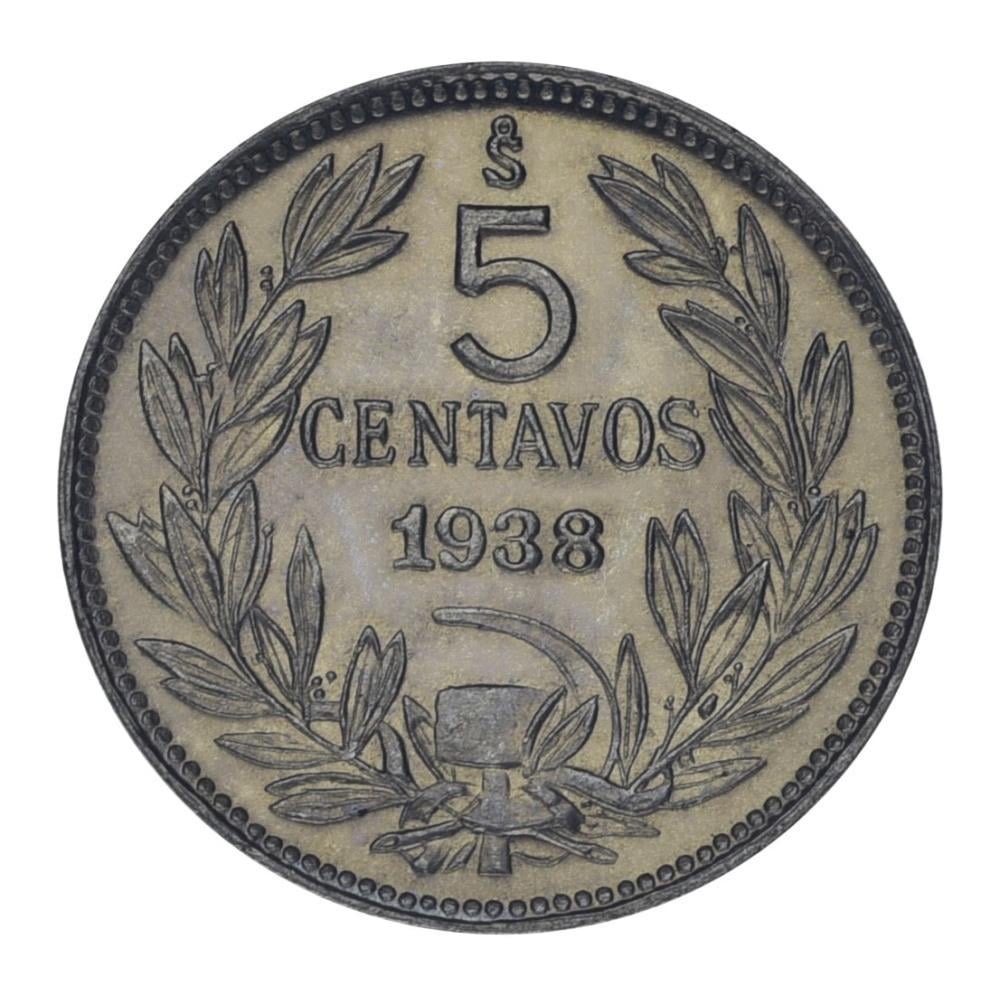 Колекційна монета Чилі 5 сентаво 1938 AU-UNC Птах-Гриф (М22185)