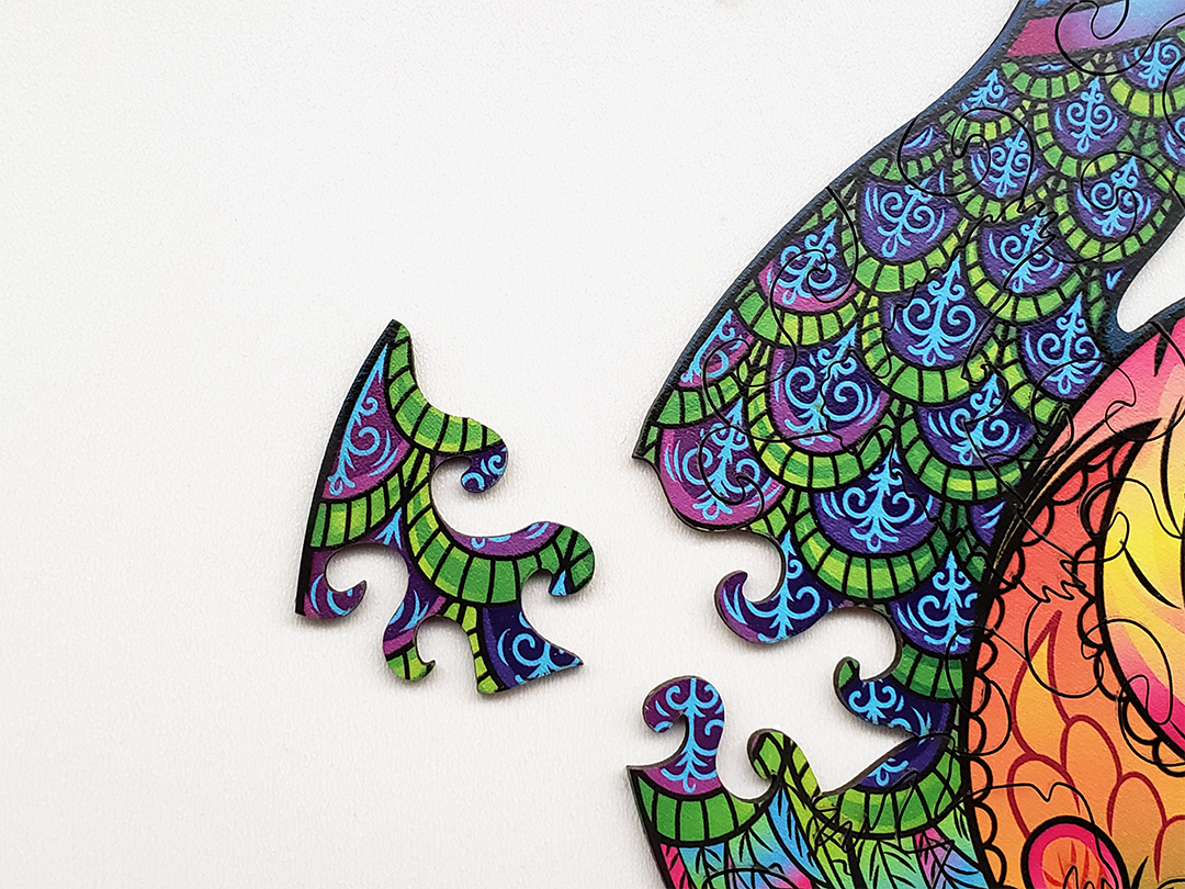 Пазл деревянный Павлин элементы в форме животных 53,8х29,6 см 184 шт. (1526084661) - фото 10