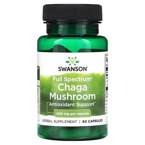 Чага Swanson Chaga Mushroom Full Spectrum 400 мг 60 капс. (SW1385)