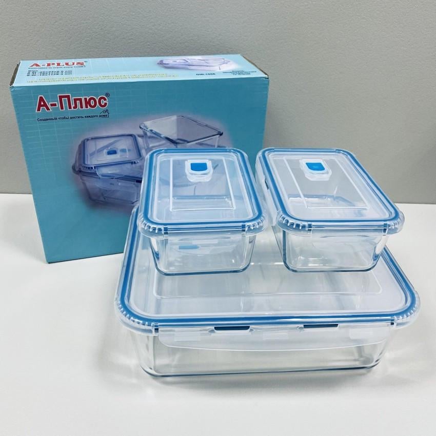 Набір лотків прямокутних A-PLUS 1096-2 скляних 3 шт. (2467697509)