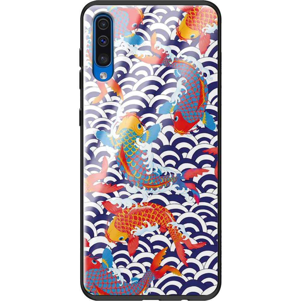 Чохол Boxface Samsung A505 Galaxy A50 Koi Fish Чорний силікон зі склом (36417-up2477-37739)