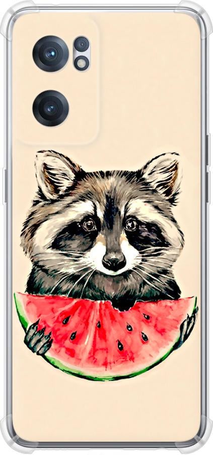 Чехол на OnePlus Nord CE 2 Енотик с арбузом (4605sp-2589-42517)