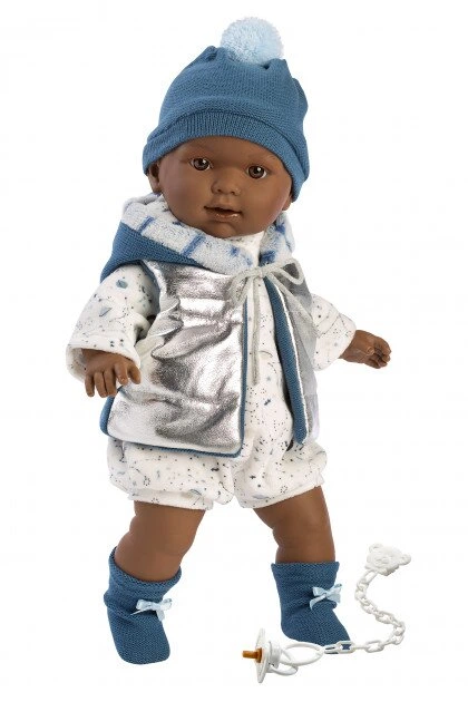 Лялька-пупс розмовляюча Llorens Zareb з вінілу в жилеті 42 см Сріблястій (150-98-42641) Лялька-пупс розмовляюча Llorens Zareb з вінілу в жилеті 42 см Сріблястій (150-98-42641)
