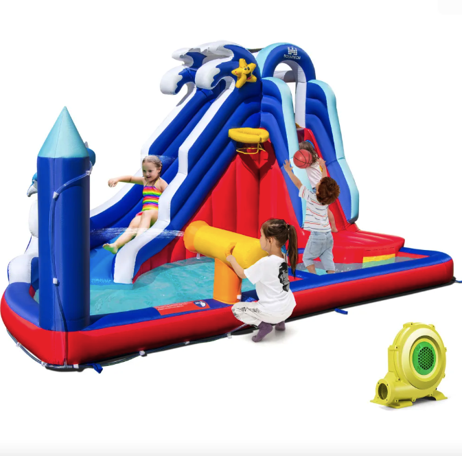 Надувной Аквапарк Costway Slide 6-в-1 с горкой для скалолазания (без вентилятора) - фото 2 Надувной Аквапарк Costway Slide 6-в-1 с горкой для скалолазания (без вентилятора) - фото 2