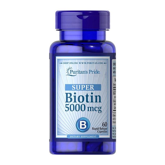 Біотин для підтримки здоров'я шкіри і волосся Puritan's Pride Biotin 5000 mcg 60 капсул (07316-01)