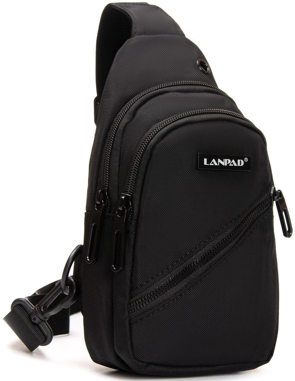 Сумка-слинг мужская Lanpad 82085 нейлон 24x13x7 см Черный