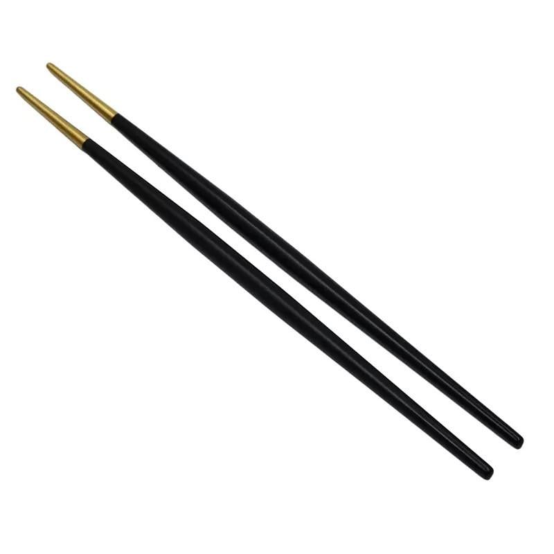 Комплект з підставки і паличок для суші REMY-DECOR з чорною ручкою Золотий - фото 2