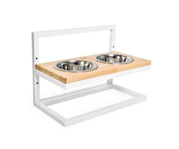 Миски на подставке Harley&Cho c регулируемой высотой M Lift Natural wood/White
