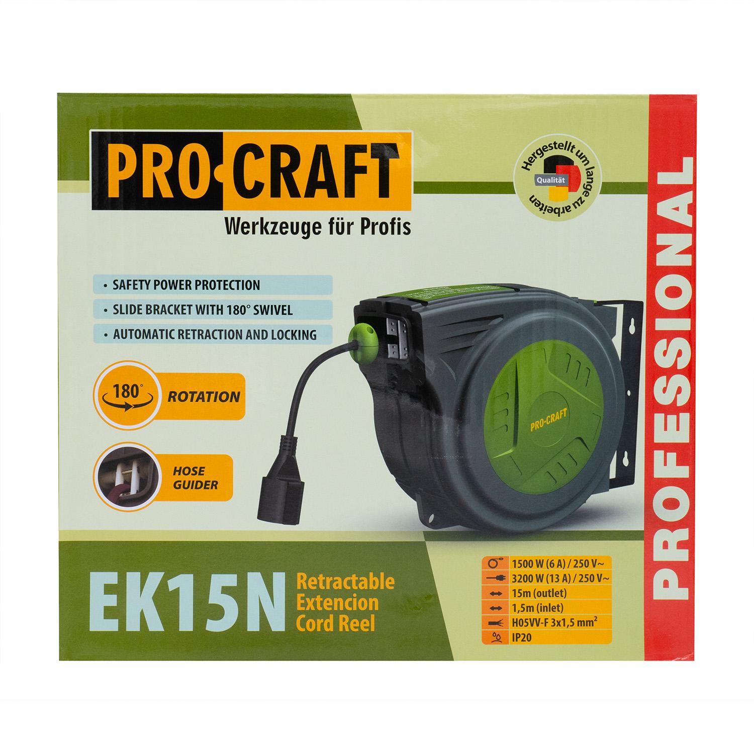 Подовжувач на котушці Procraft EK15N 3x1,5 мм² 15 м (900152) - фото 9 Подовжувач на котушці Procraft EK15N 3x1,5 мм² 15 м (900152) - фото 9