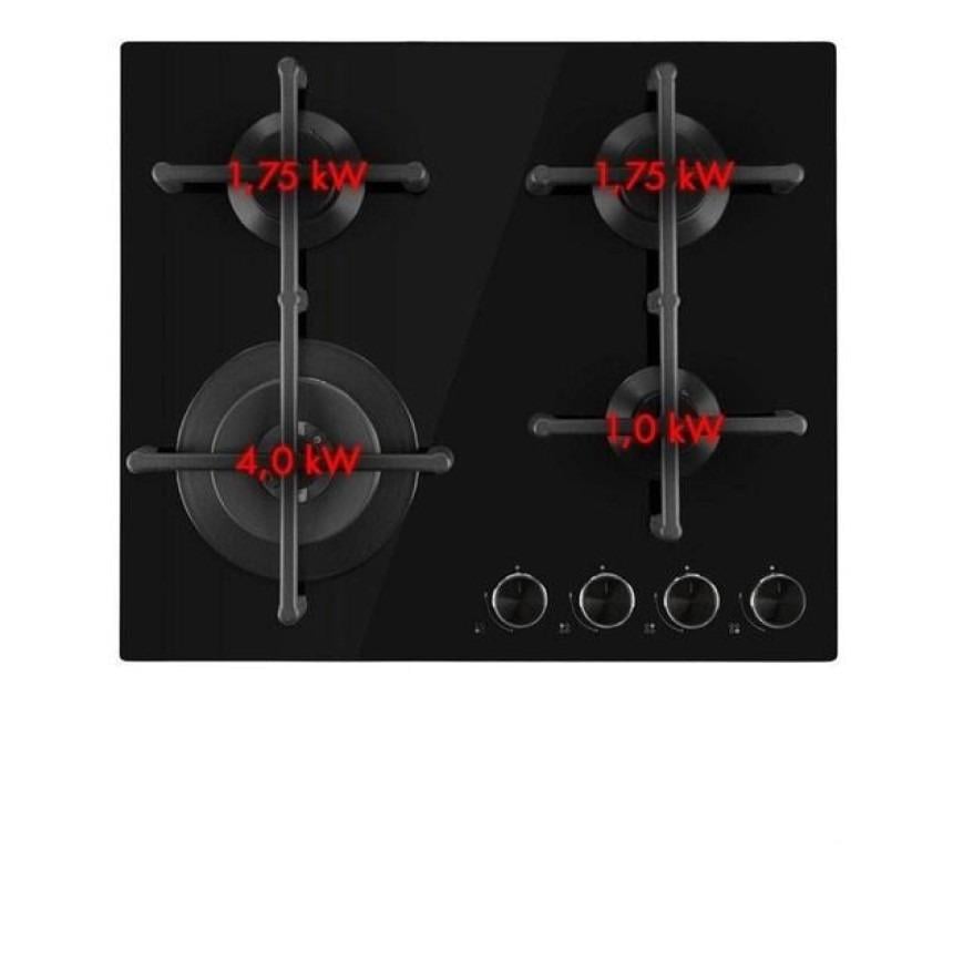 Поверхня варильна газова Illuminosa 4 конфорки чорне скло (10035464) - фото 2