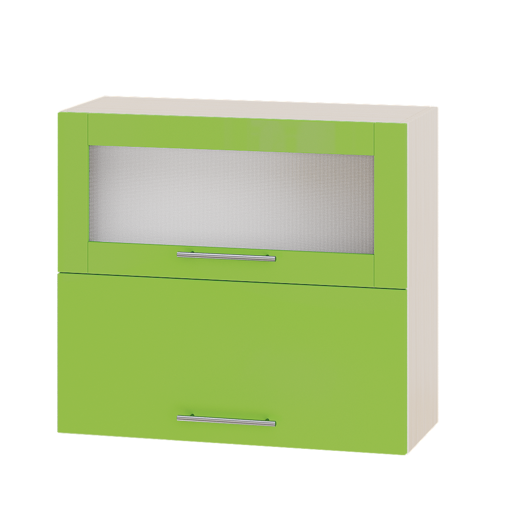 Шкаф верхний Эверест Модерн модуль Верх витрина ВВГ14-800 80х30х72 см Яблоко глянец/Дуб Молочный (05061)