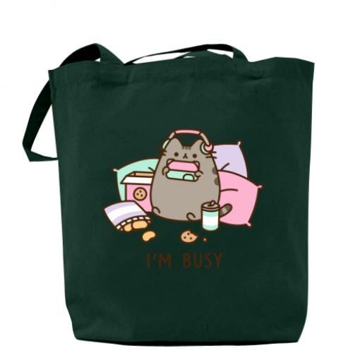 Шопер Pusheen "I'm Busy" 37х41 см Темно-зеленый (13422422-16-184714)