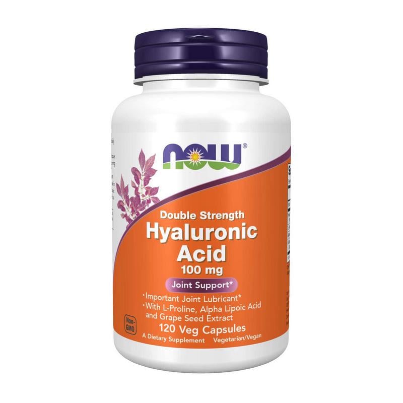 Гиалуроновая кислота с L-пролином NOW Hyaluronic Acid 100 mg Double Strength 120 вер. капс.