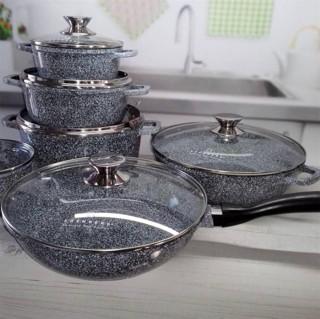 Набір посуду Edenberg з гранітним антипригарним покриттям 14 пр. Сірий (EB-8145) - фото 5 Набір посуду Edenberg з гранітним антипригарним покриттям 14 пр. Сірий (EB-8145) - фото 5