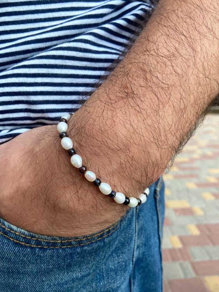 Чоловічий браслет із перлів (5199)