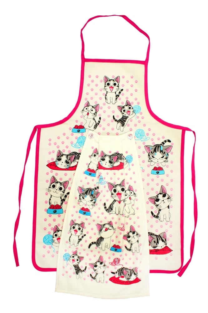 Набор для кухни  Кошенята фартук влагонепроницаемый/полотенце махровое 30х50 см 350г/м2