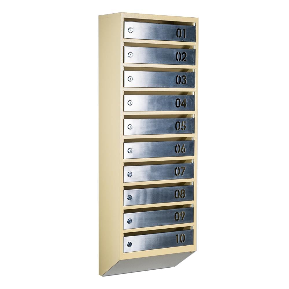 Ящик почтовый многосекционный ЯП10B Бежевый/Нержавеющая сталь (24061107)
