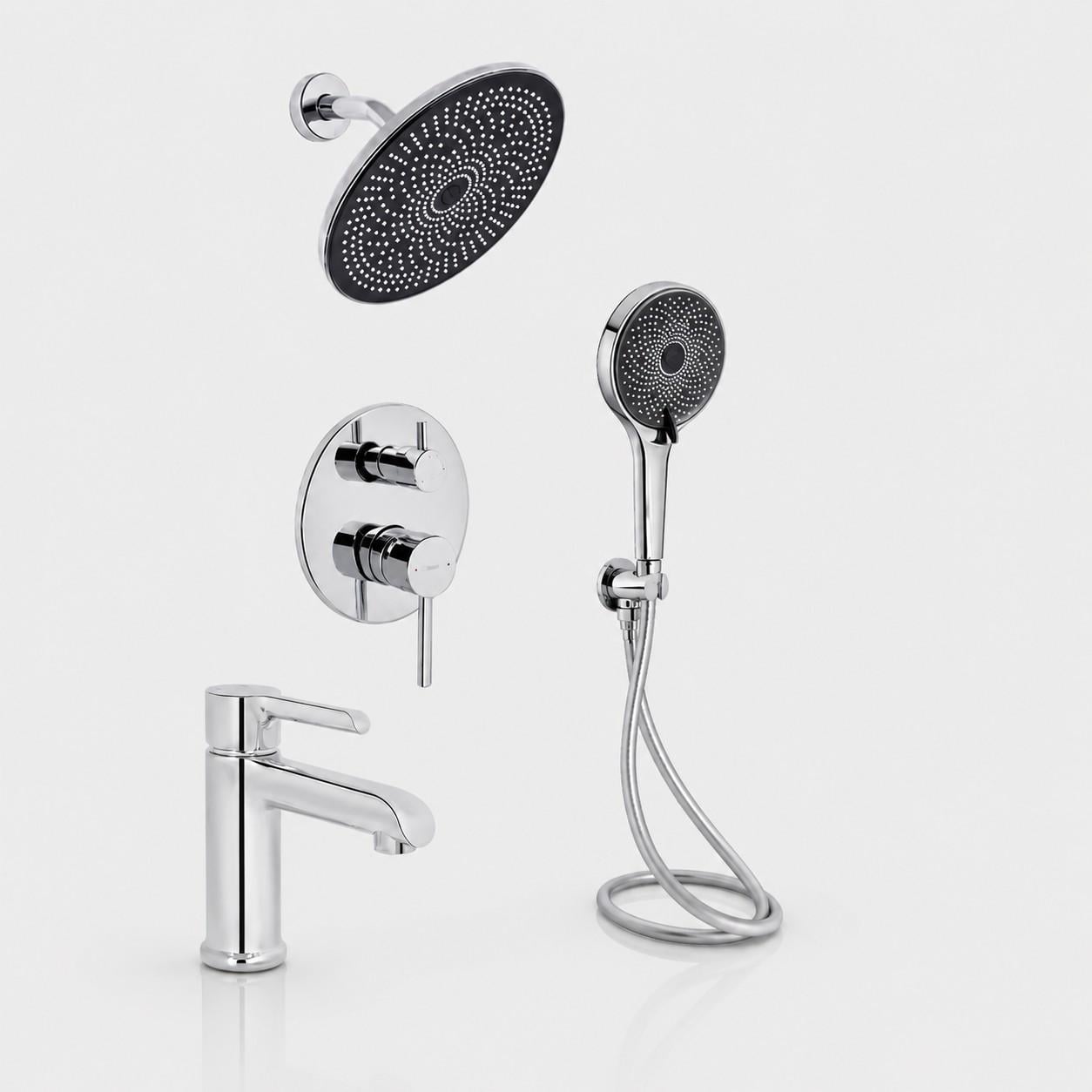 Комплект в ванную Qtap Scorpio/Grand Chrome 2в1 Душевая система скрытого монтажа/смеситель для раковины Qtap Комплект в ванную Qtap Scorpio/Grand Chrome 2в1 Душевая система скрытого монтажа/смеситель для раковины Qtap