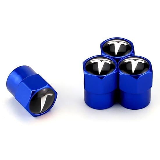 Набор колпачков на ниппель SUNROZ Caps для автомобиля Tesla Short 4 шт. Blue (A67446)