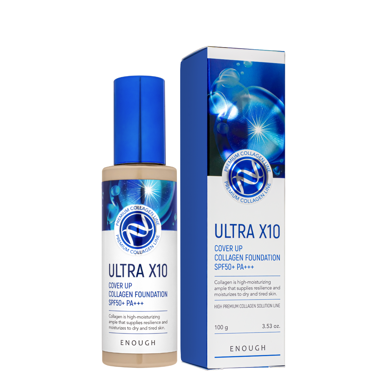 Тональная основа для лица Enough Ultra X10 Cover Up Collagen 100 мл №21 Бежевый Тональная основа для лица Enough Ultra X10 Cover Up Collagen 100 мл №21 Бежевый