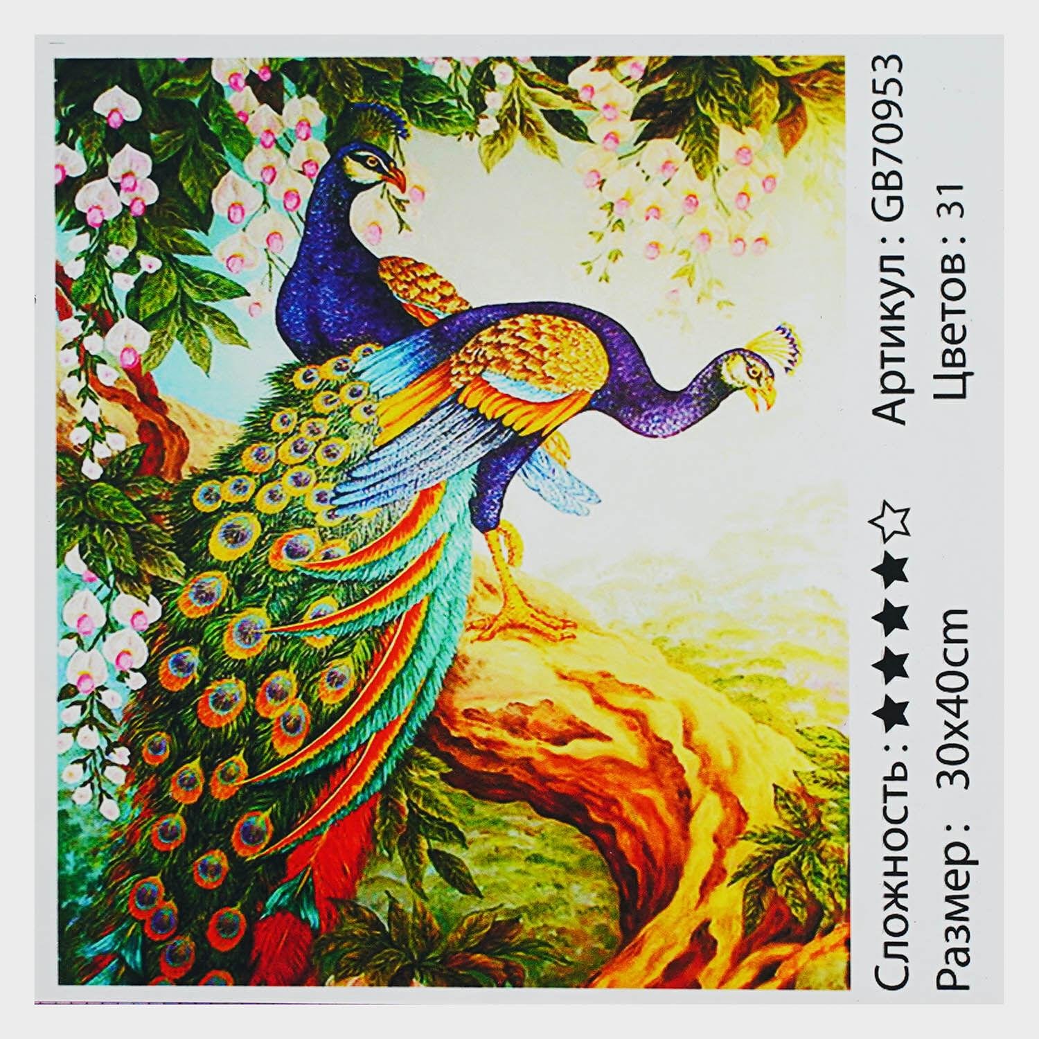 Алмазна мозаїка TK Group Пара павичів 30х40 см (GB 70953)