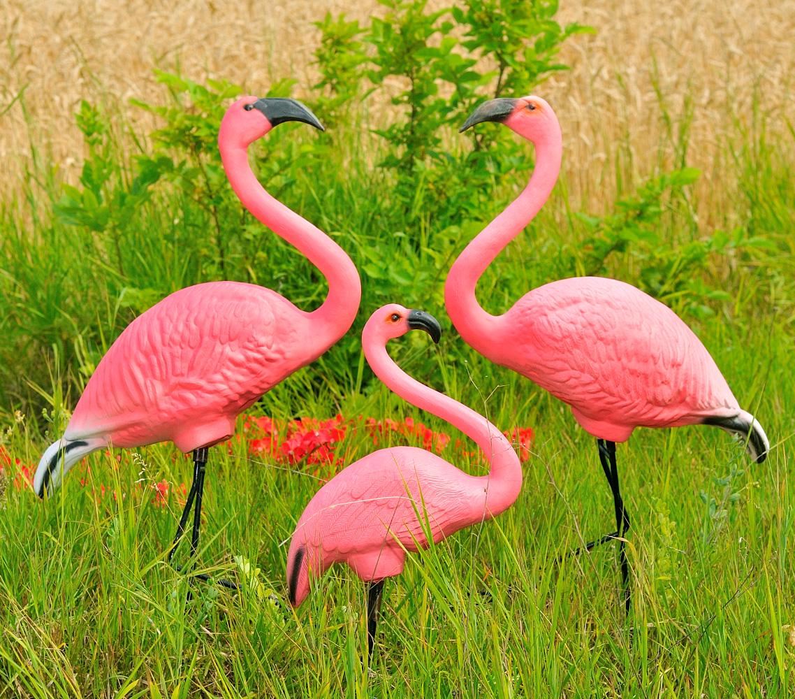 Садовая фигура Семья фламинго №3 на металлических лапах (Pb23-22№3.de)