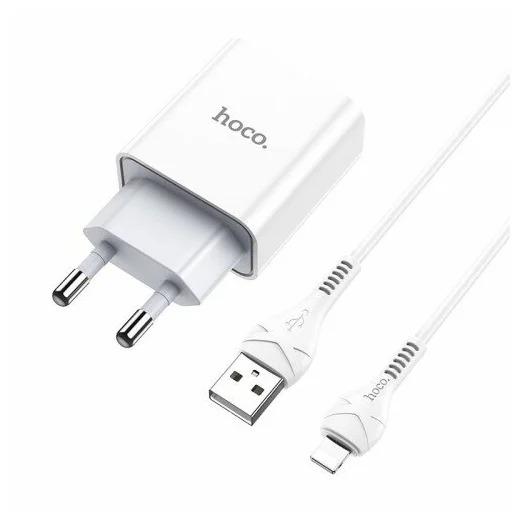 Пристрій мережевий зарядний Hoco C81A 1 USB/2,1 A з кабелем для заряджання USB/Lightning Білий