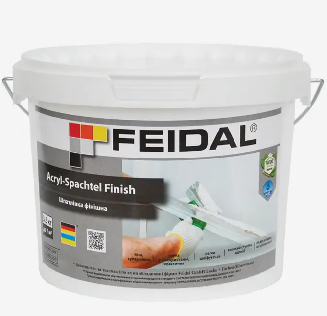 Шпаклевка финишная Feidal Acryl-Spachtel Finish готовая для внутренней отделки стен и потолков 3,5 кг Белый