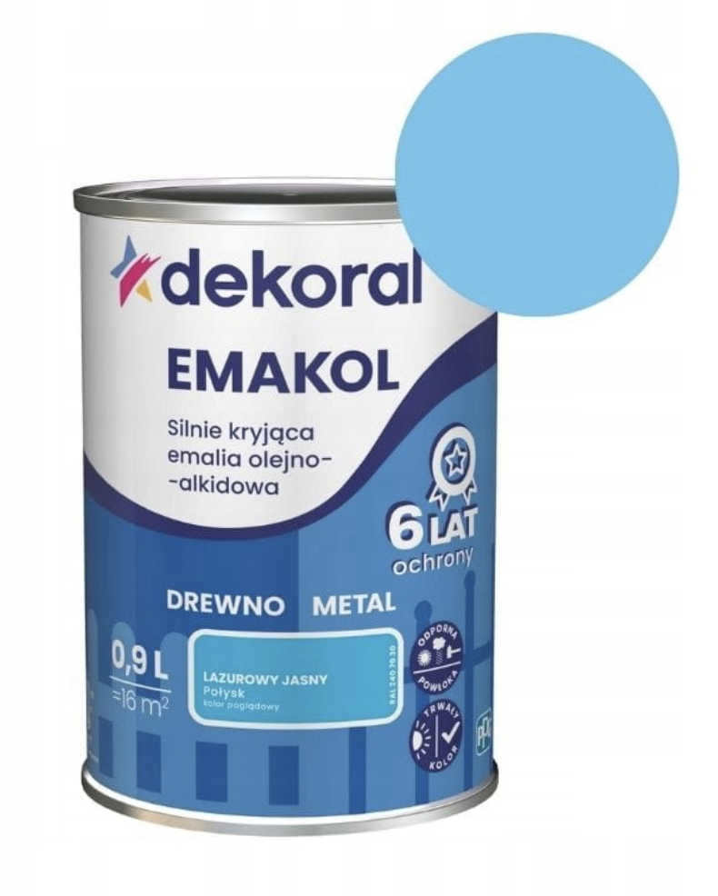 Эмаль для дерева и металла Dekoral Emakol 0,9 л Лазурный глянец RAL 5010 (2600633631) - фото 1 Эмаль для дерева и металла Dekoral Emakol 0,9 л Лазурный глянец RAL 5010 (2600633631) - фото 1