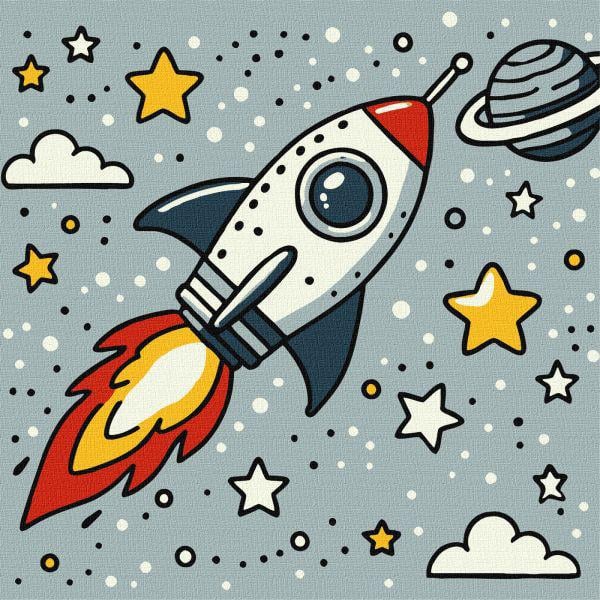 Картина по номерам Ideyka Космическая ракета 25х25 см (Id-KHO1229)
