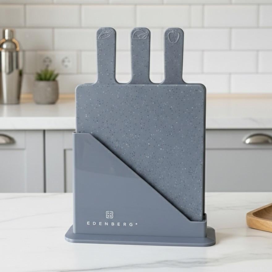 Набор разделочных досок Edenberg EB-11982 гранит на подставке 3 шт. Серый (31943649) Набор разделочных досок Edenberg EB-11982 гранит на подставке 3 шт. Серый (31943649)