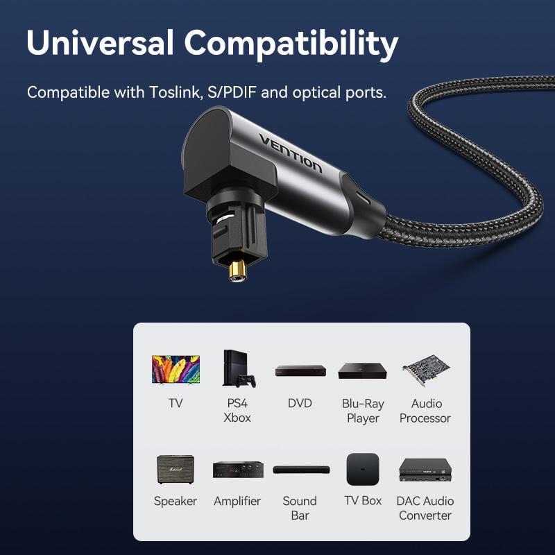 Кабель оптический Vention Toslink с поворотом на 360° SPDIF Dolby Digital Аудио Hi-Fi нейлоновое оплетение 1,5 м Черный (BKDBG) - фото 12 Кабель оптический Vention Toslink с поворотом на 360° SPDIF Dolby Digital Аудио Hi-Fi нейлоновое оплетение 1,5 м Черный (BKDBG) - фото 12