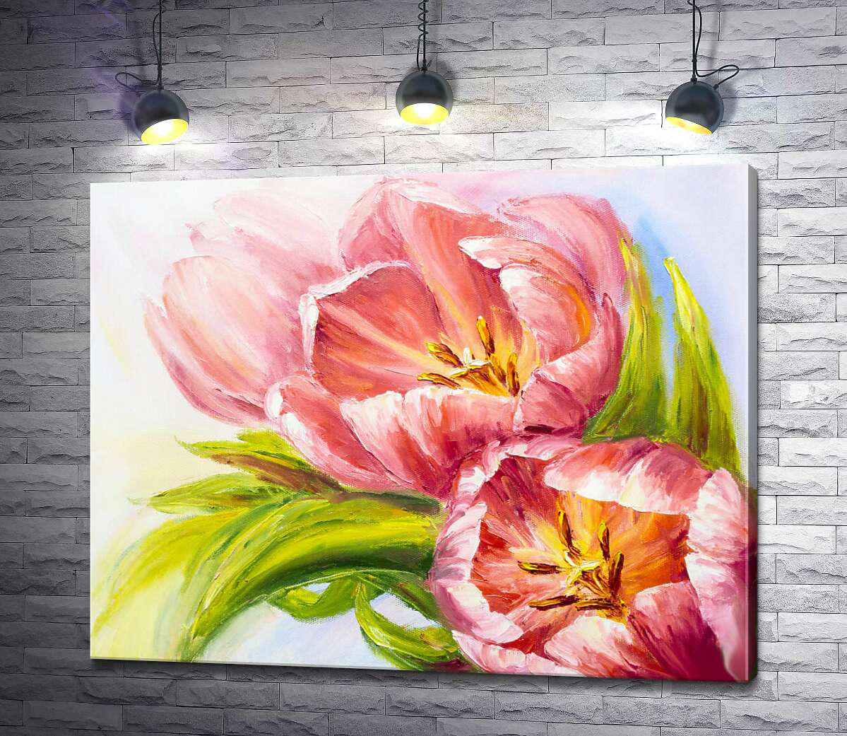 Картина ArtPoster Розовые лепестки оберегают золотые серединки весенних тюльпанов 100x80 см Модуль №1 (002432)