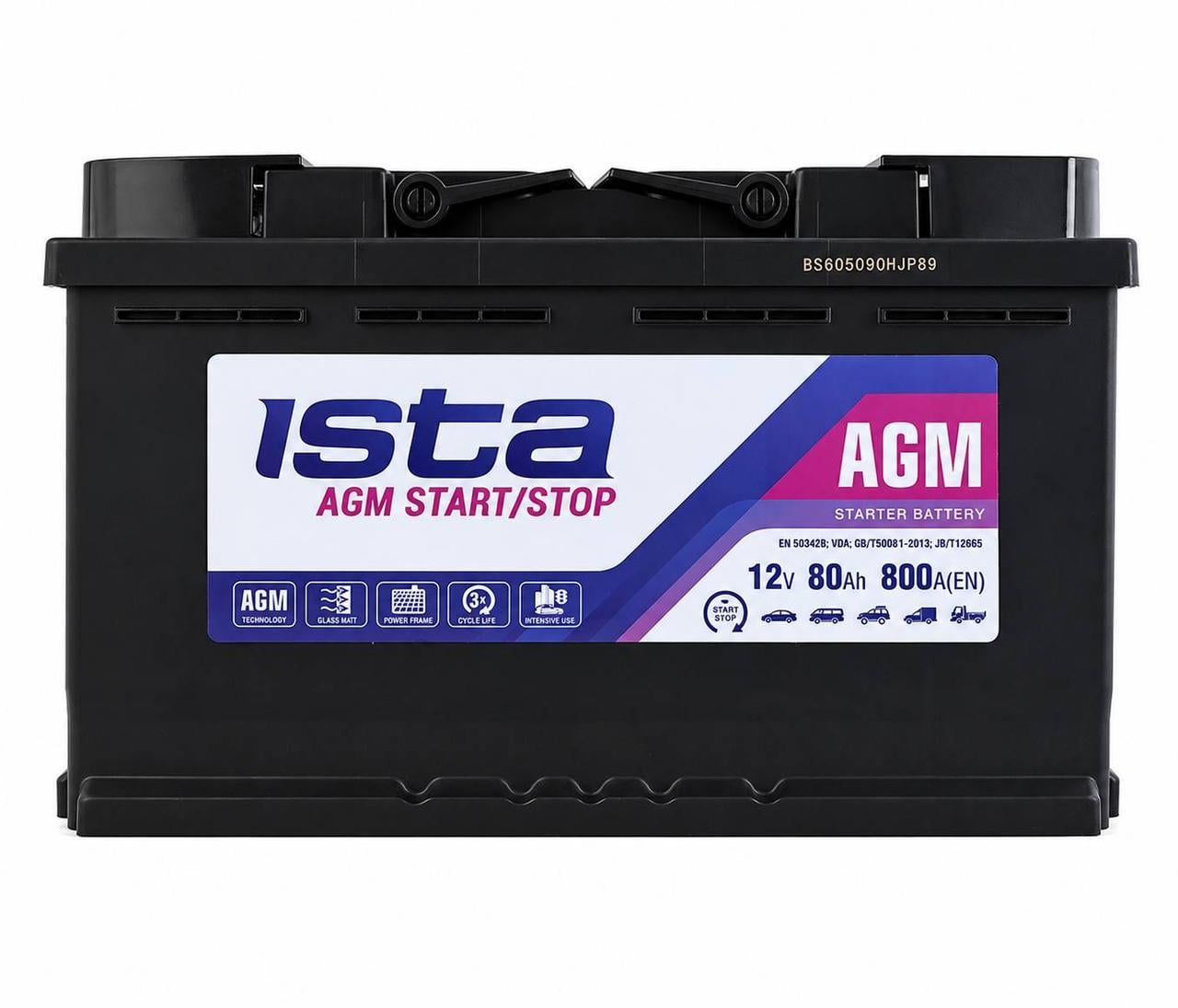 Аккумулятор автомобильный Ista AGM 80 Ah 800A R+ 12V (3179217408)