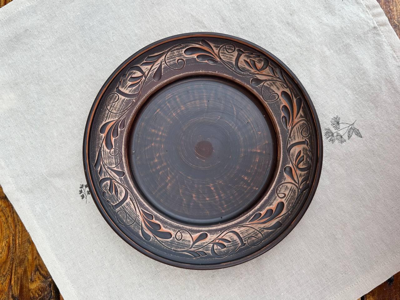 Тарілка Гілка ангоб із червоної глини 21 см (2602808482)